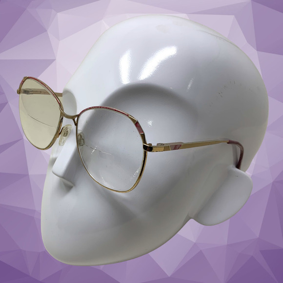 Vtg 80's Marchon Marcolin Fantasy Eyeglass Frames Only Purple & Gold Enamel 7033 - Picture 10 of 11